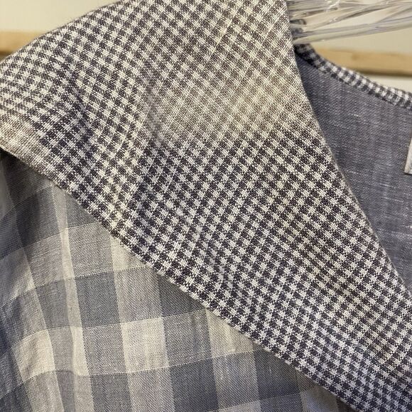 Moonlight Y&S Fashion Linen Tunic M Gray Plaid Oversized Boho Lagenlook Artsy - Picture 9 of 11